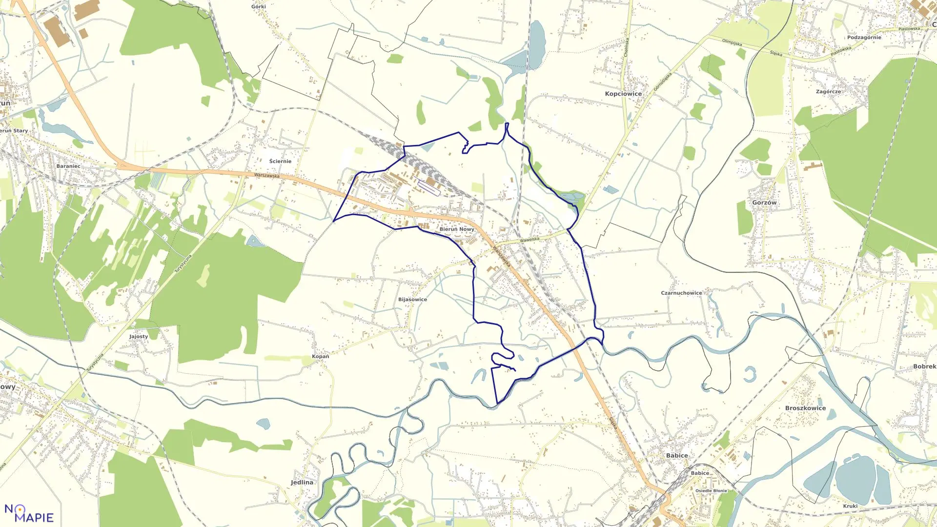 Mapa obrębu Bieruń Nowy w mieście Bieruń